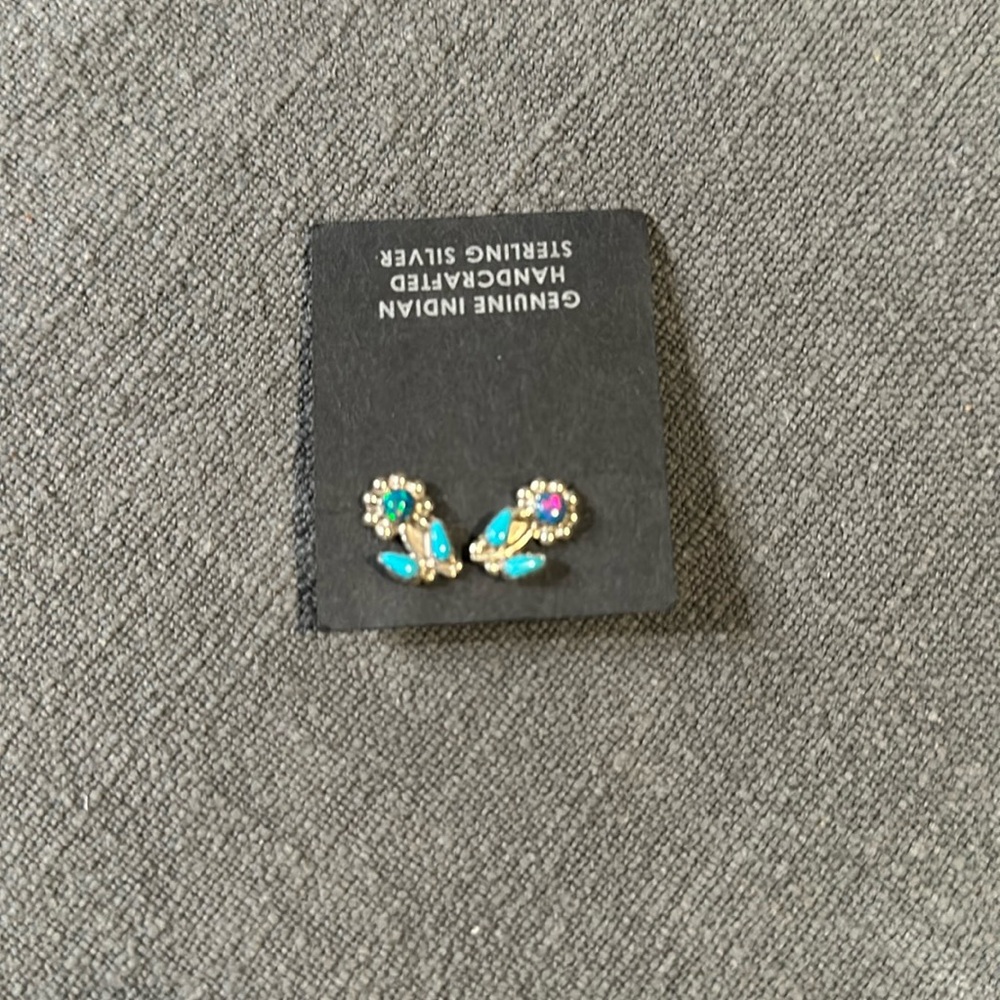 Sterling Silver Indian Handcrafted Turquoise Earrings